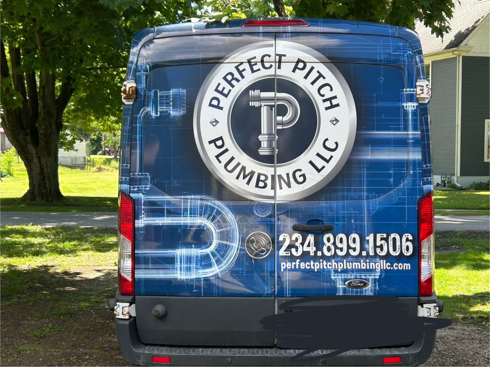 Perfect Pitch Plumbing service van in Trumbull County, Ohio